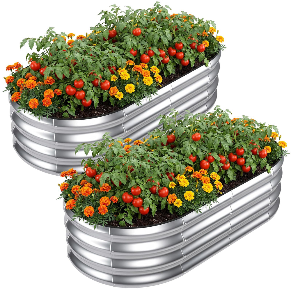 SnugNiture front view of two raised garden beds showing compact outdoor planters and durable build