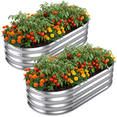 SnugNiture front view of two raised garden beds showing compact outdoor planters and durable build