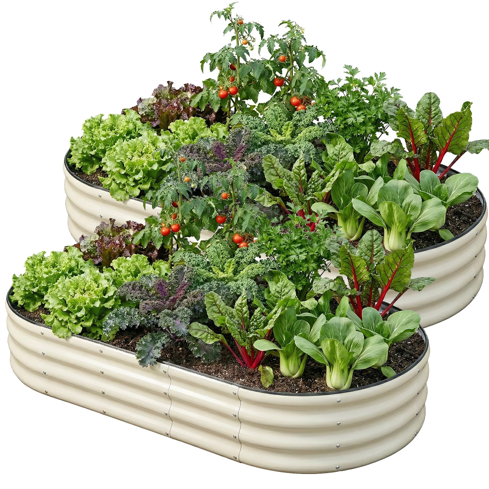 SnugNiture front view of white oval raised bed showing clean modern finish and stability