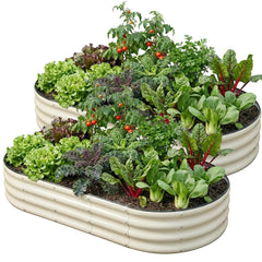 SnugNiture front view of white oval raised bed showing clean modern finish and stability