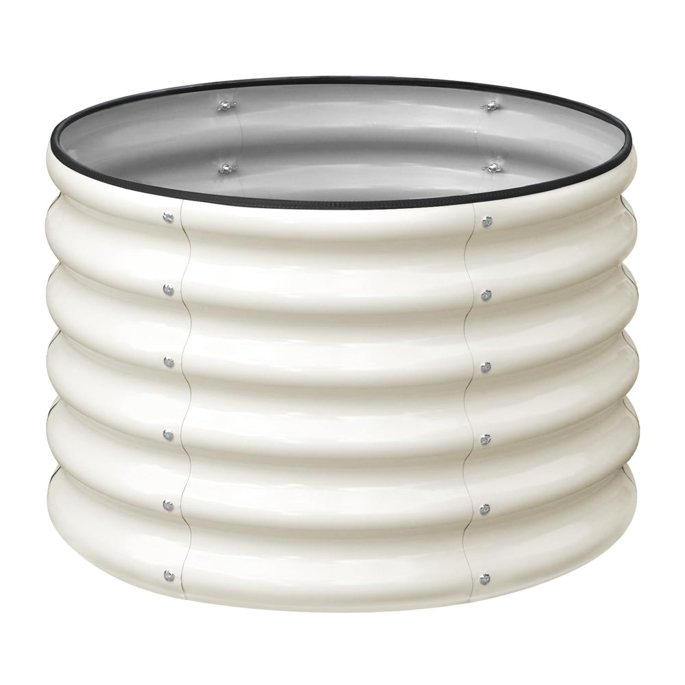 SnugNiture front view of white round planter showing sturdy construction and curb appeal
