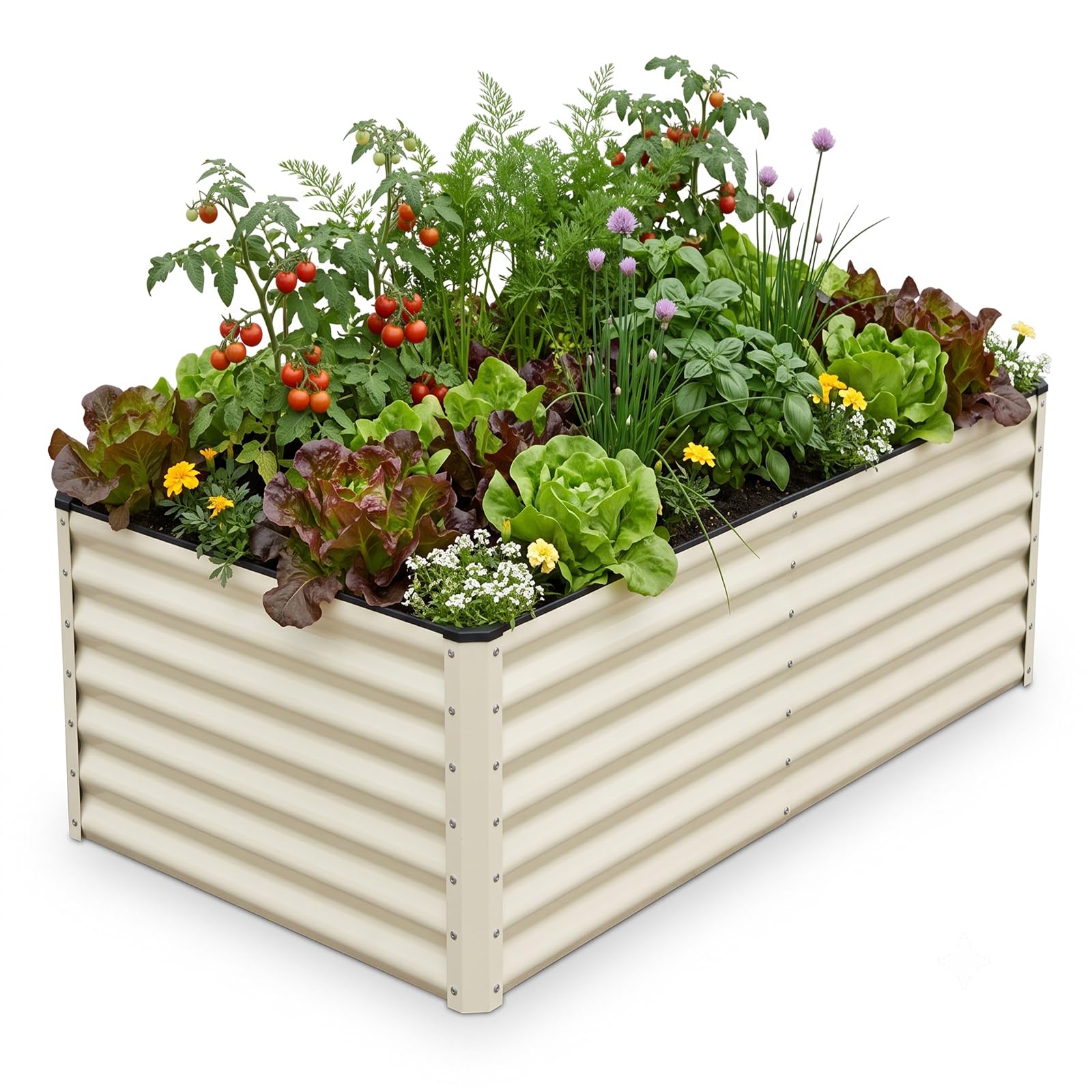 SnugNiture front view of galvanized raised bed showing roomy planting area and durable build