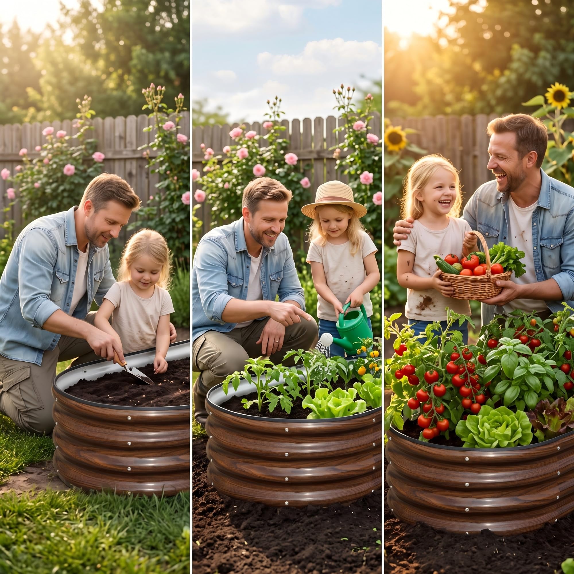SnugNiture planted bed with herbs and lettuce showing space-efficient edible gardening