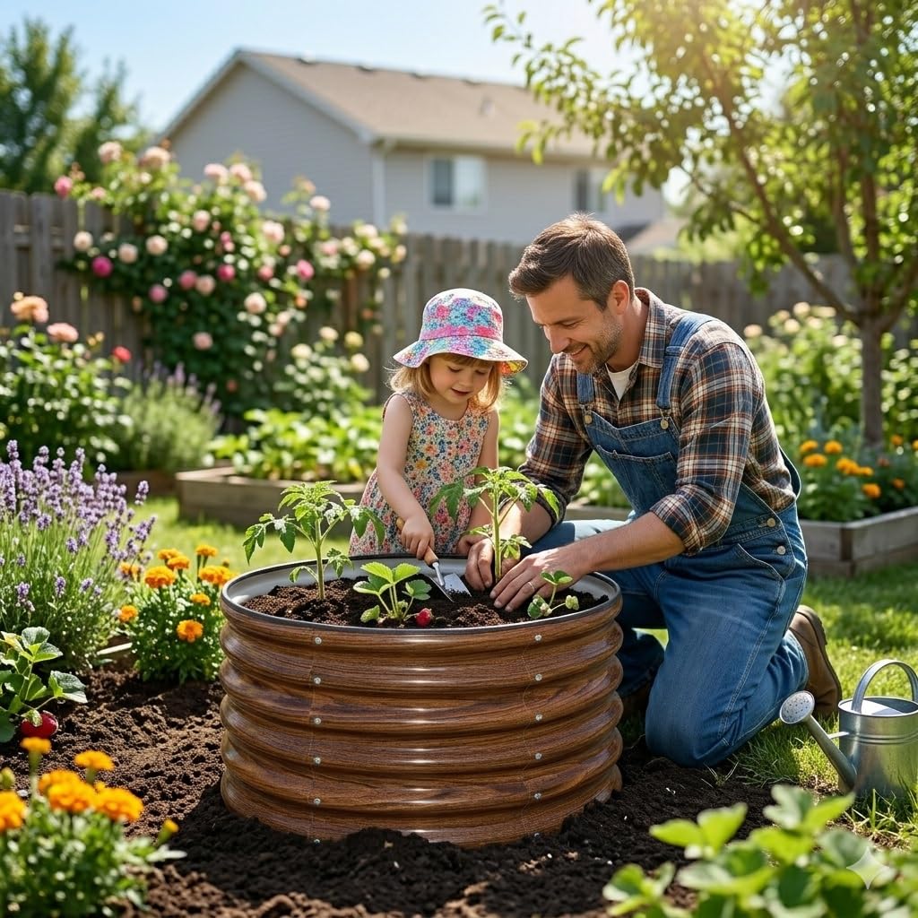 SnugNiture planter next to chair showing scale and compact footprint advantage