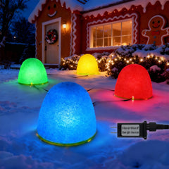 SNWLL front view of colorful gumdrop lights showing festive curb appeal