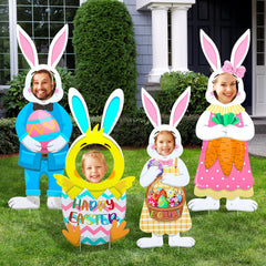 Soaoo front view of four colorful Easter yard signs, attracts visitors