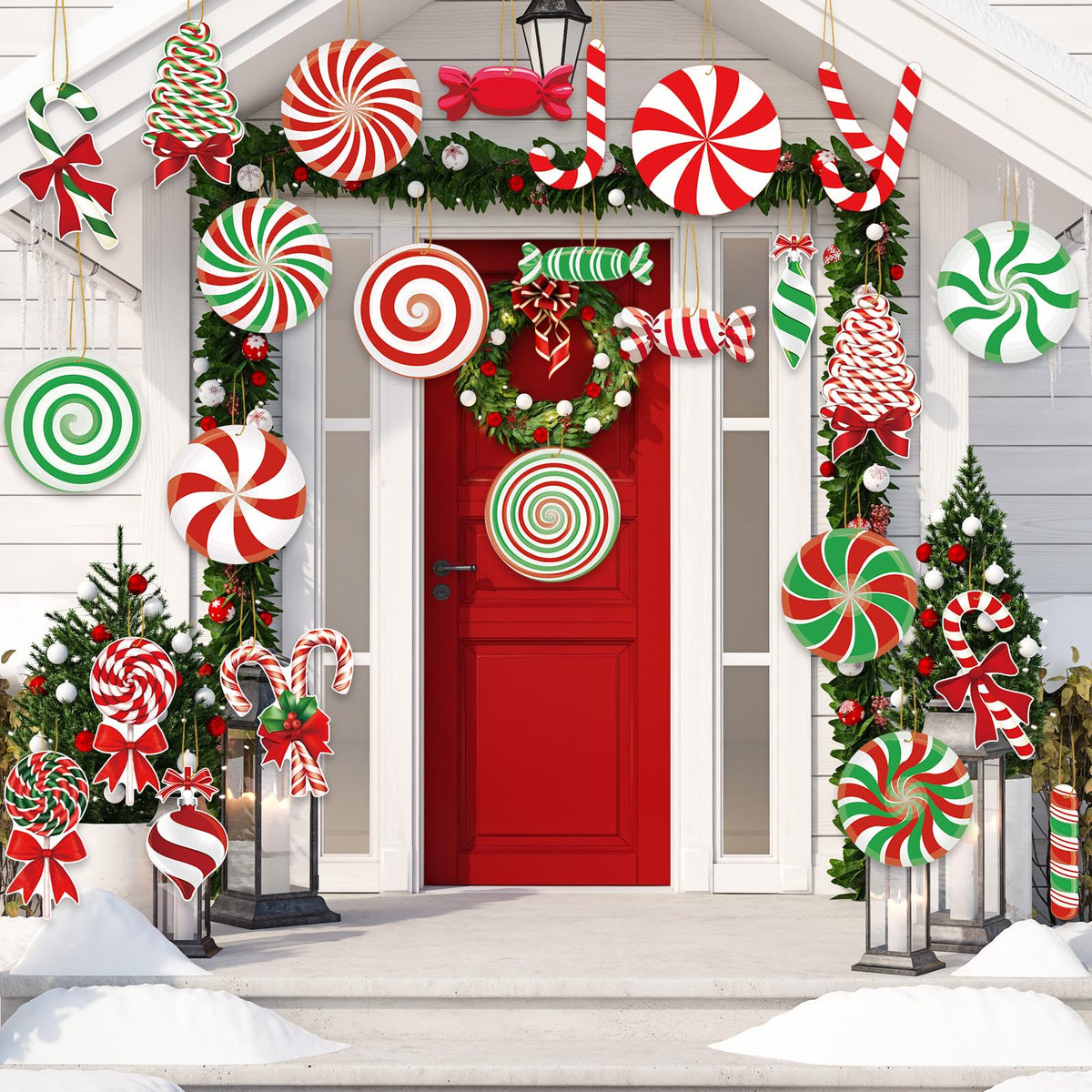 Soaoo front view of candy hangings showing bright designs and benefit of curb appeal