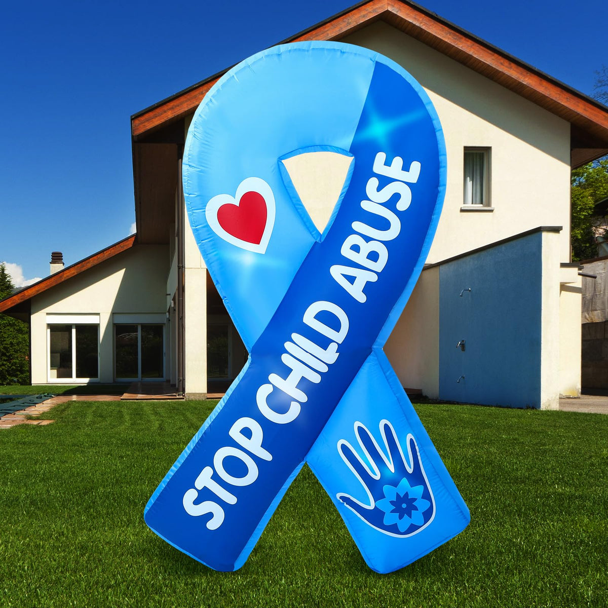 Soaoo front view blue ribbon inflatable, clear visibility for awareness