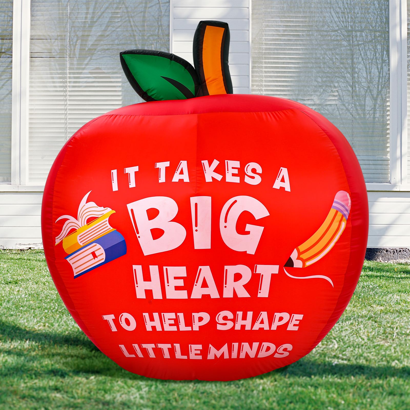 Soaoo front view of colorful teacher inflatable showing gratitude message and visual appeal