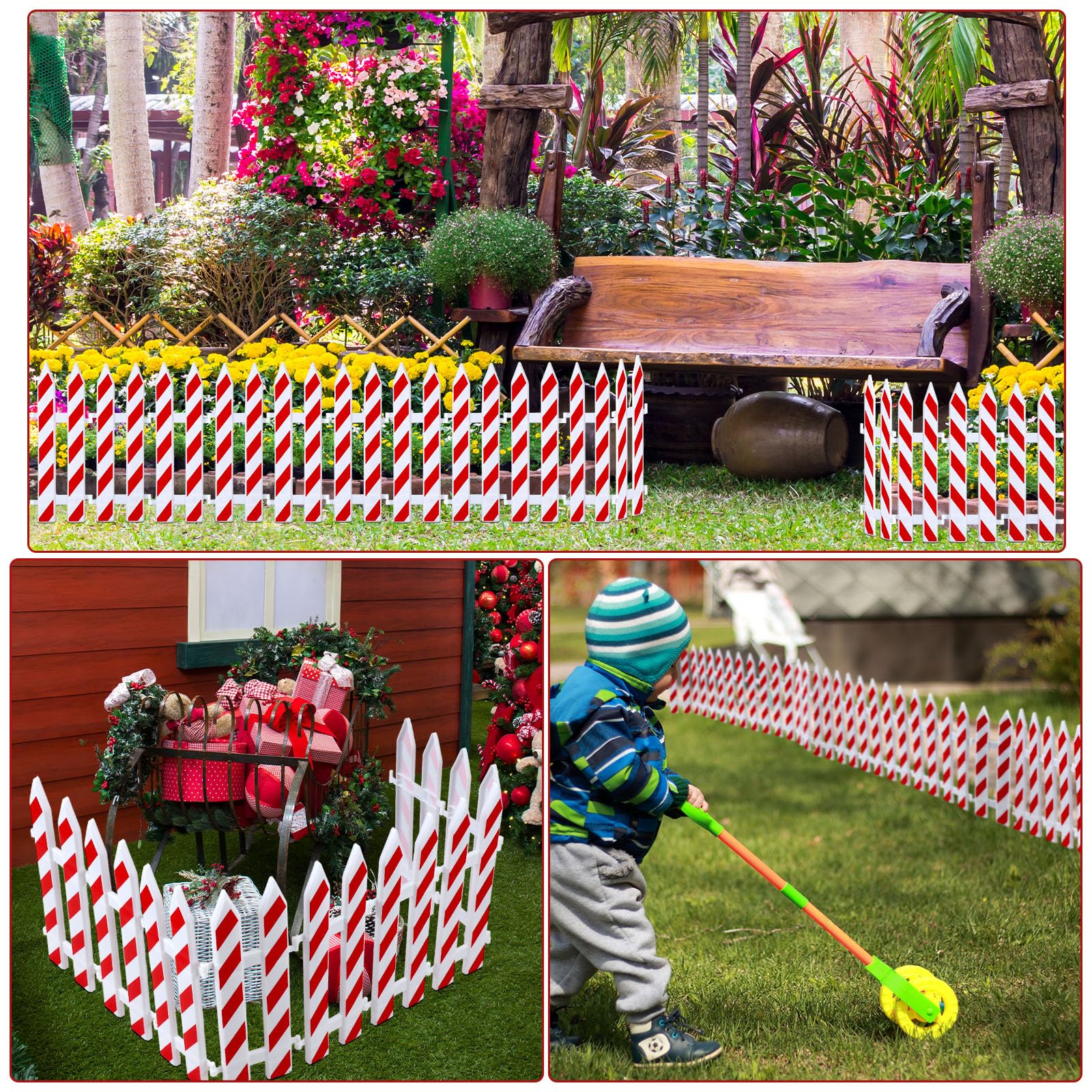 Soaoo fence used on lawn to define outdoor holiday display