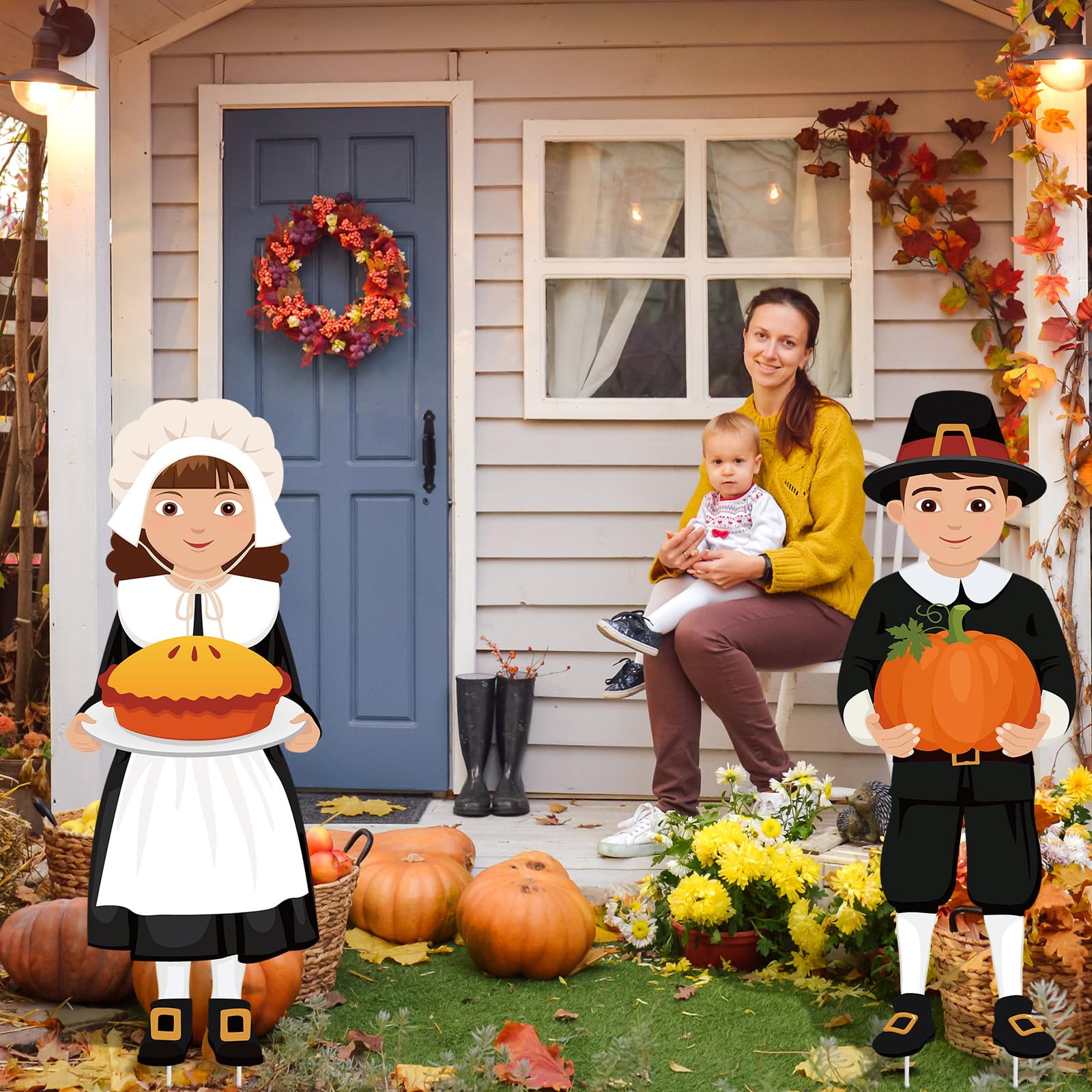 Soaoo porch style lifestyle display showing coordinated harvest vignette and warmth