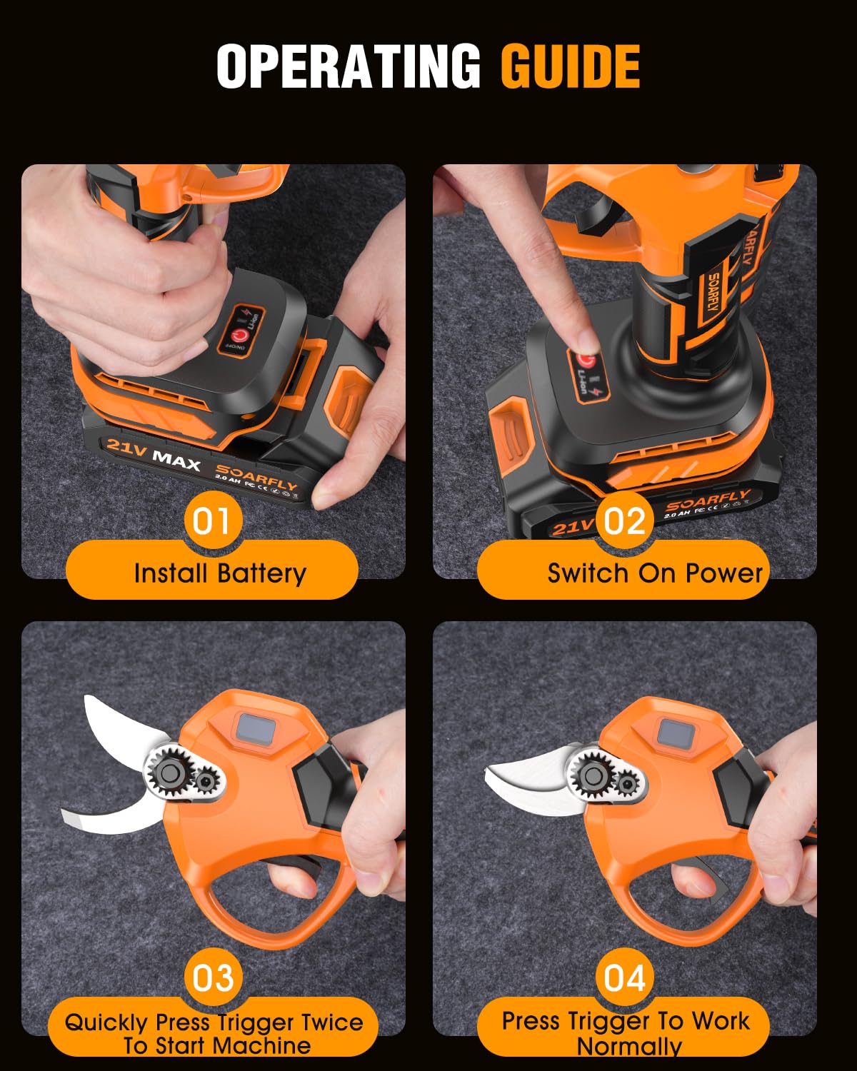 SOARFLY accessory kit open with spare blades and tools for on-site maintenance