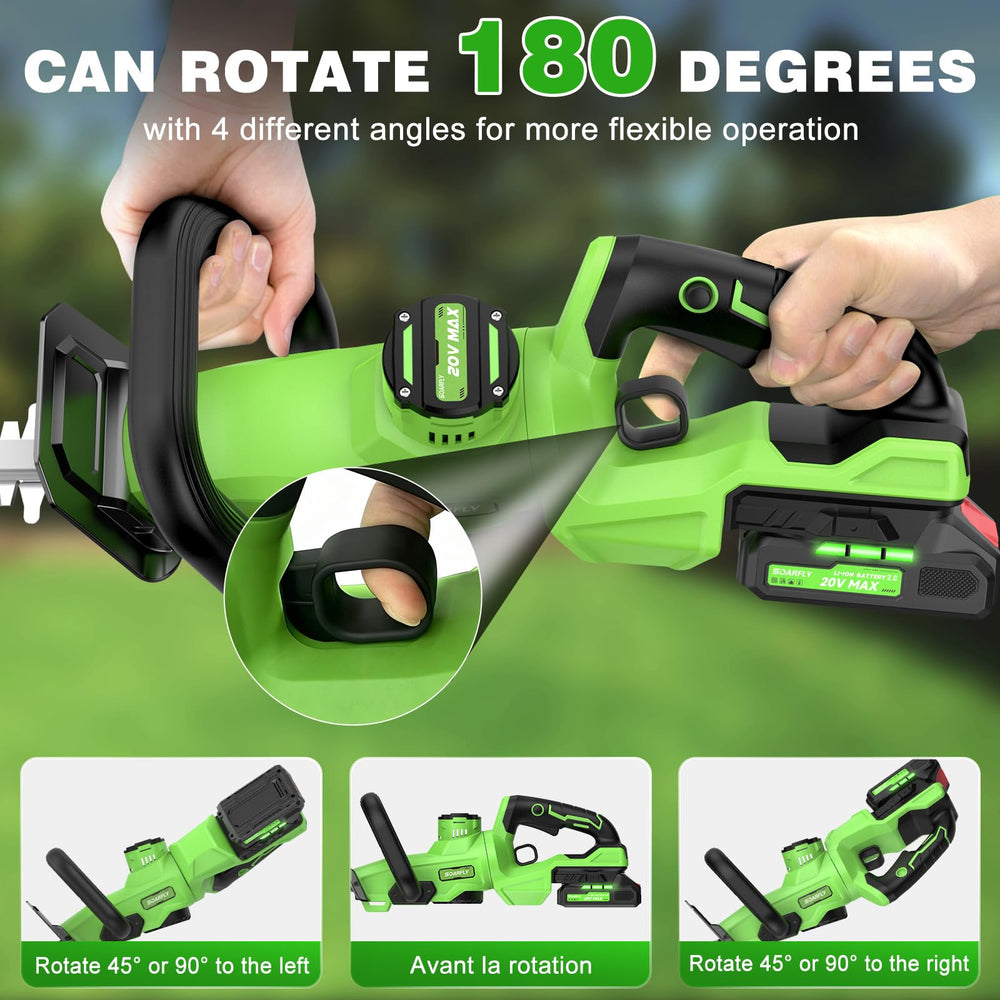 SOARFLY two 20V 2.0Ah batteries and charger shown together for longer uninterrupted runtime
