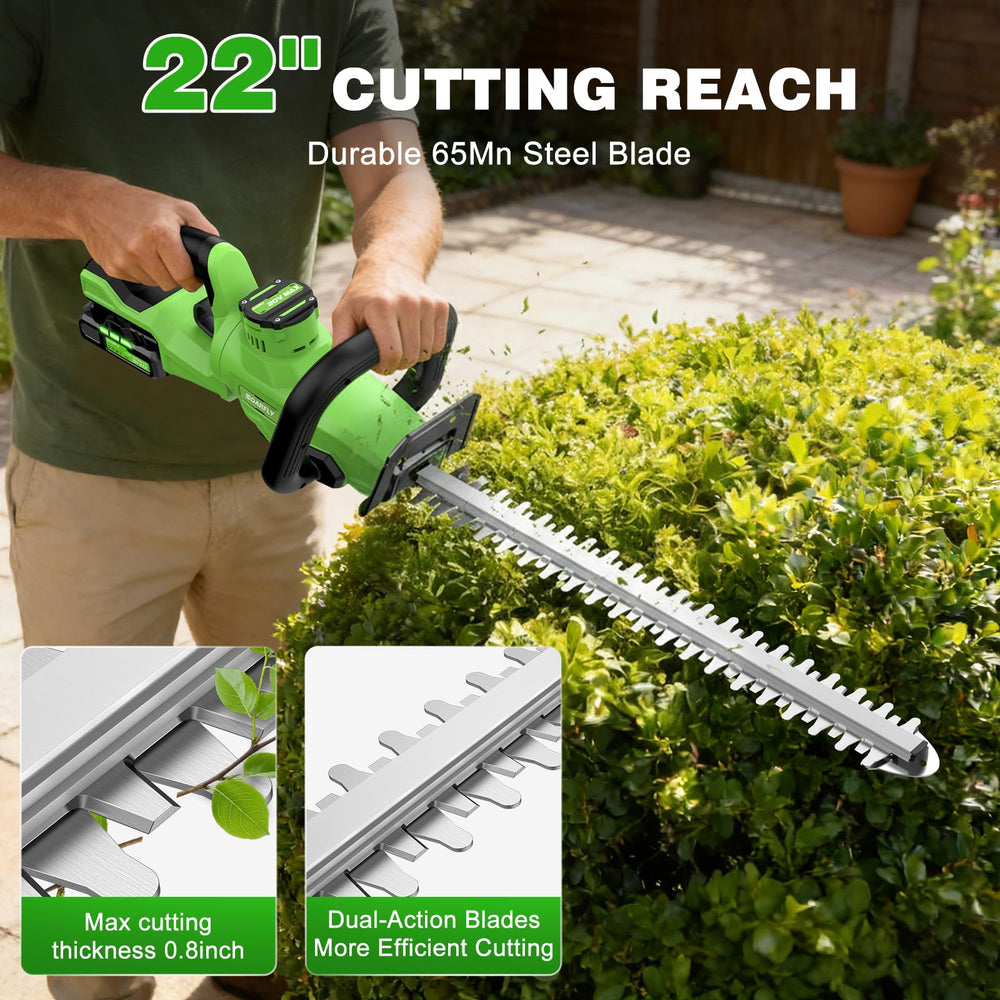 SOARFLY close-up of 65Mn steel dual-action blade highlighting sharp teeth and durability benefit