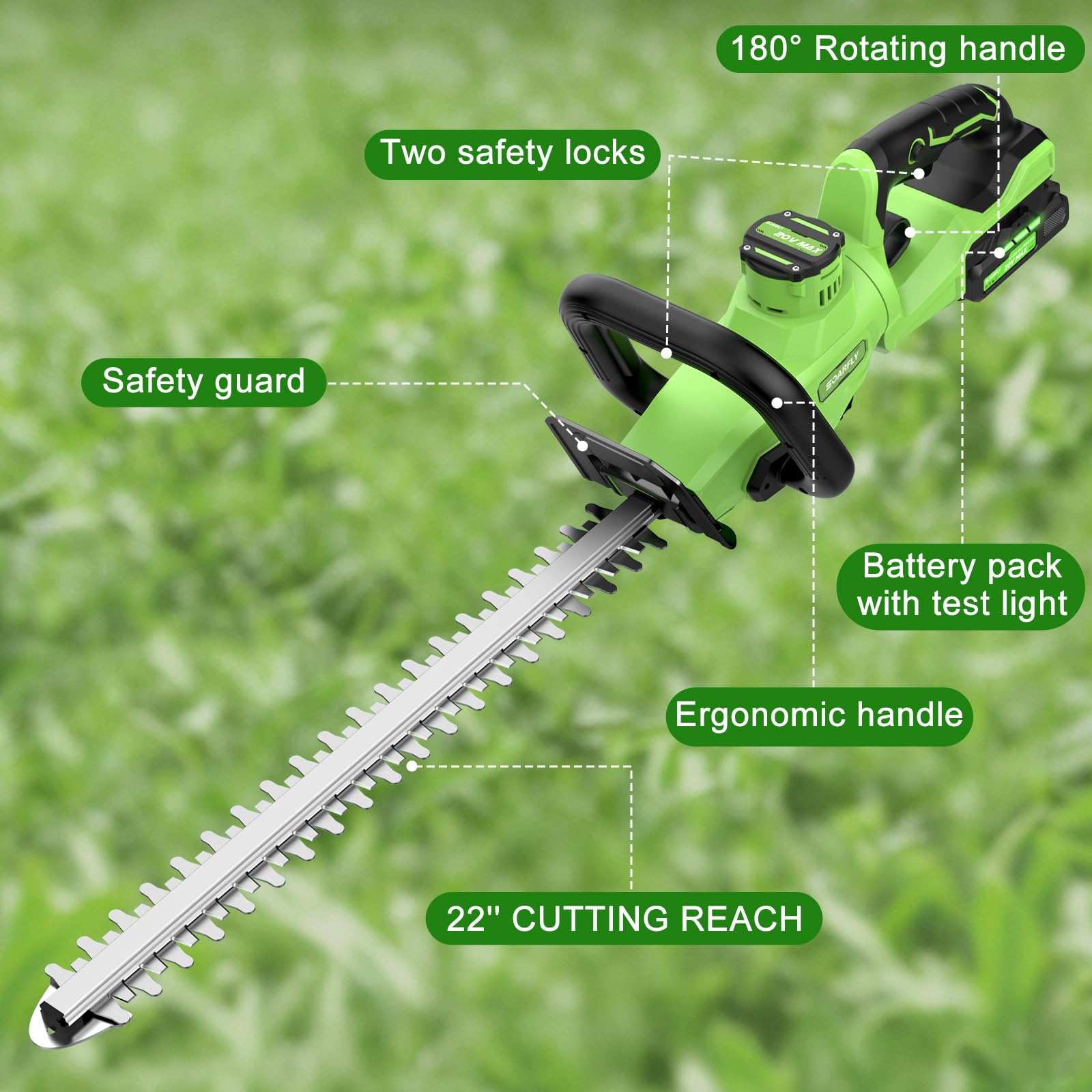 SOARFLY textured non-slip front handle close-up to show firm grip and reduced hand fatigue