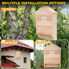 Sobalai bat house mounted on a tree demonstrating correct height and placement