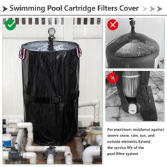 Sobana cover installed on a pool filter demonstrating weather protection