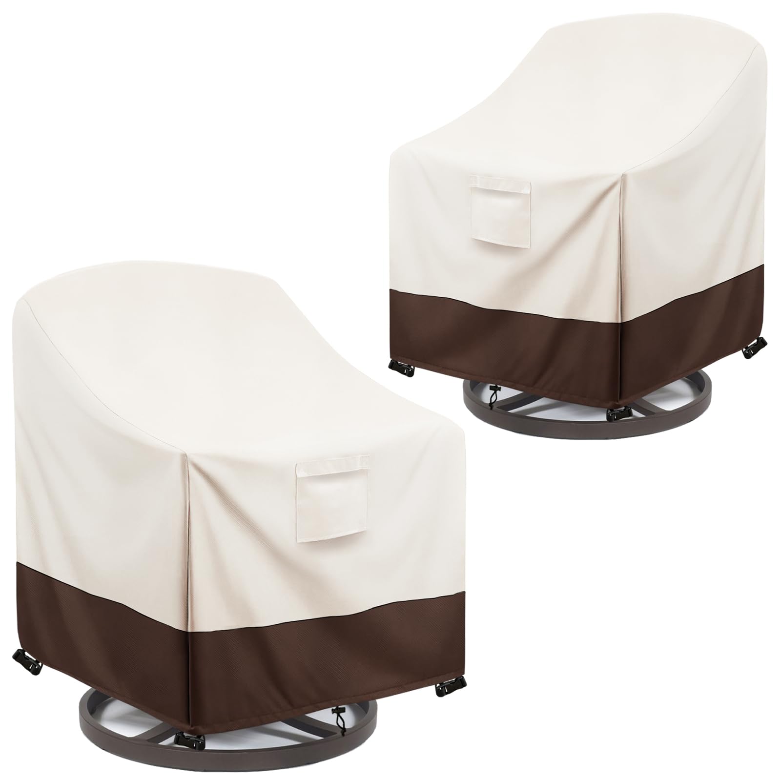 Sobana front view of beige chair cover showing full protection and clean look