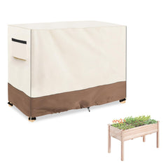 Sobana front view of raised garden bed cover protecting wood planter, weather resistance