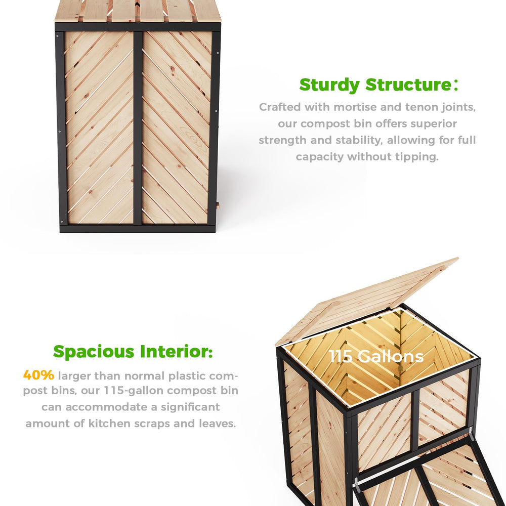 SOCOME pull-out door detail showing easy access and faster compost retrieval benefit