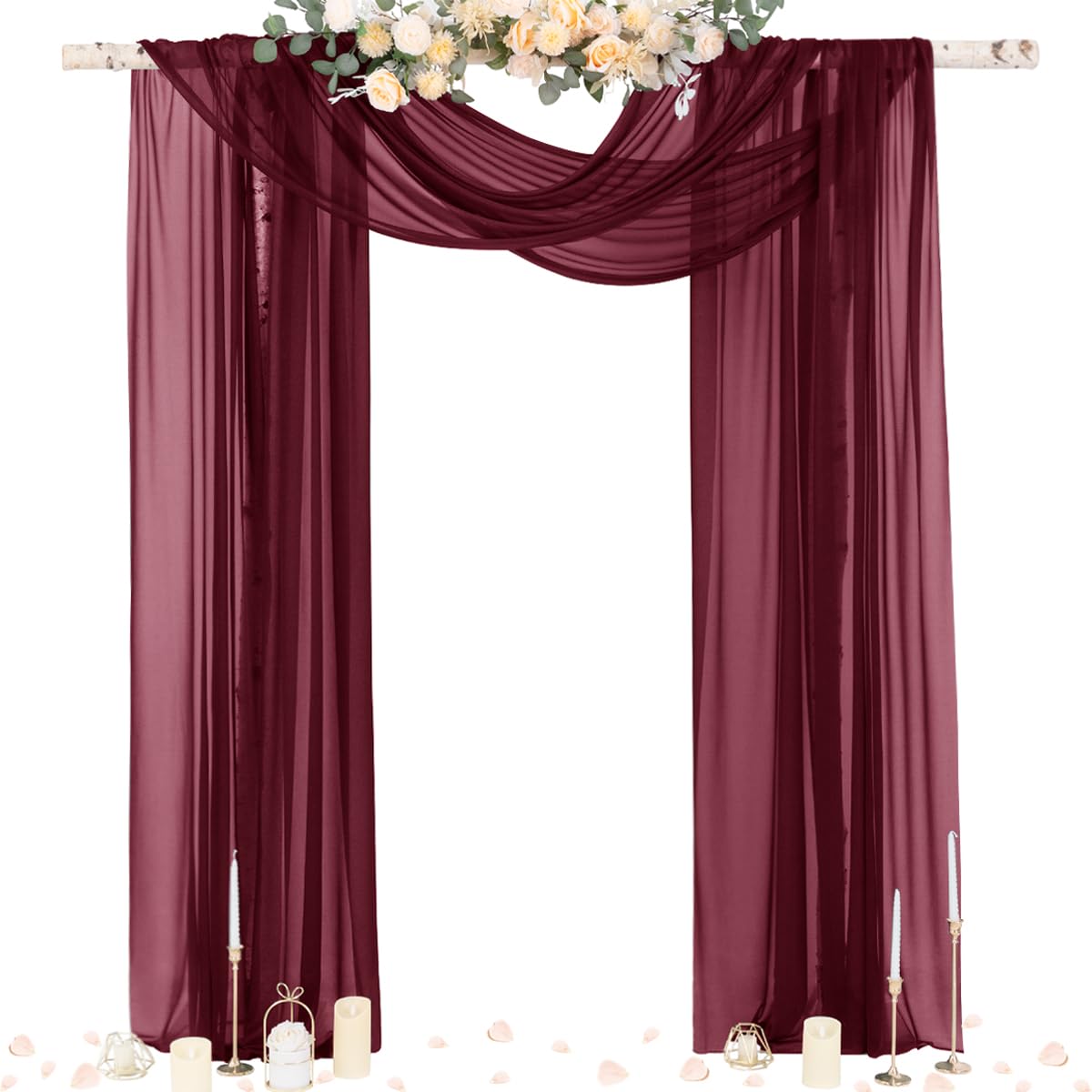 Socomi front view of four sheer panels showing neat folds and coverage benefit