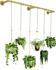 SOFITORG front view of metal plant hanging bar showing length and hooks, organizes plants