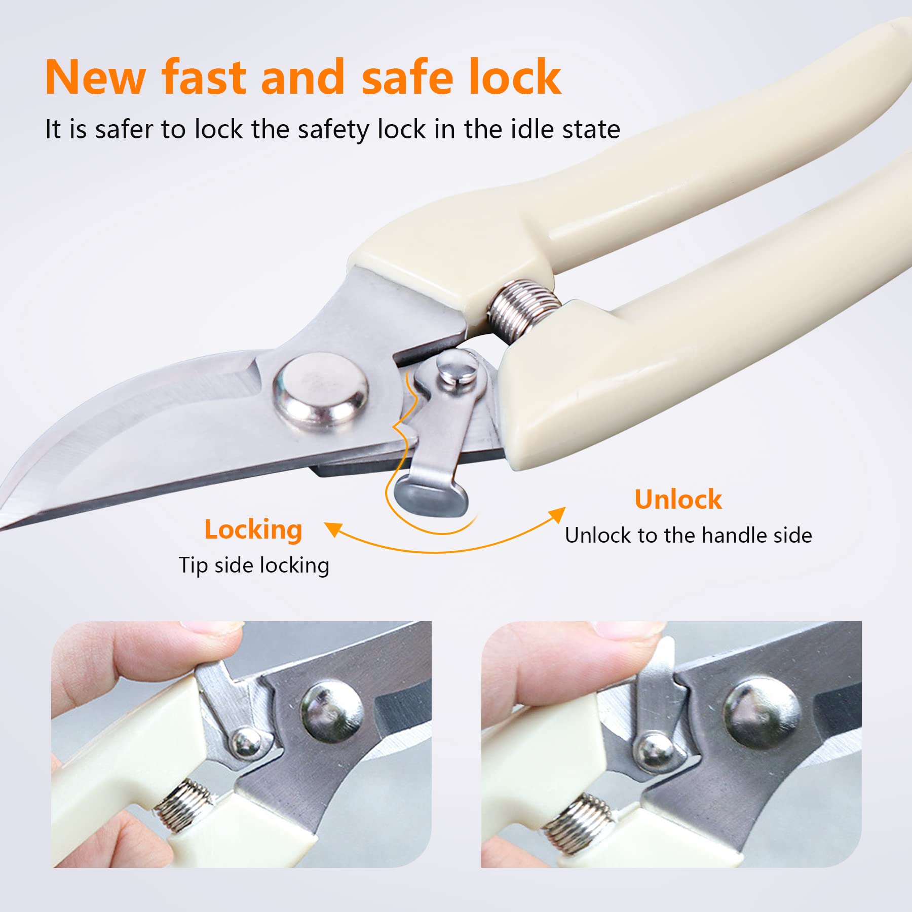 SoftSense pruner locked closed for safer storage and transport
