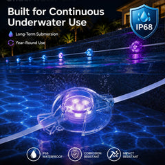Soiarllt installed on pool wall demonstrating permanent waterproof lighting