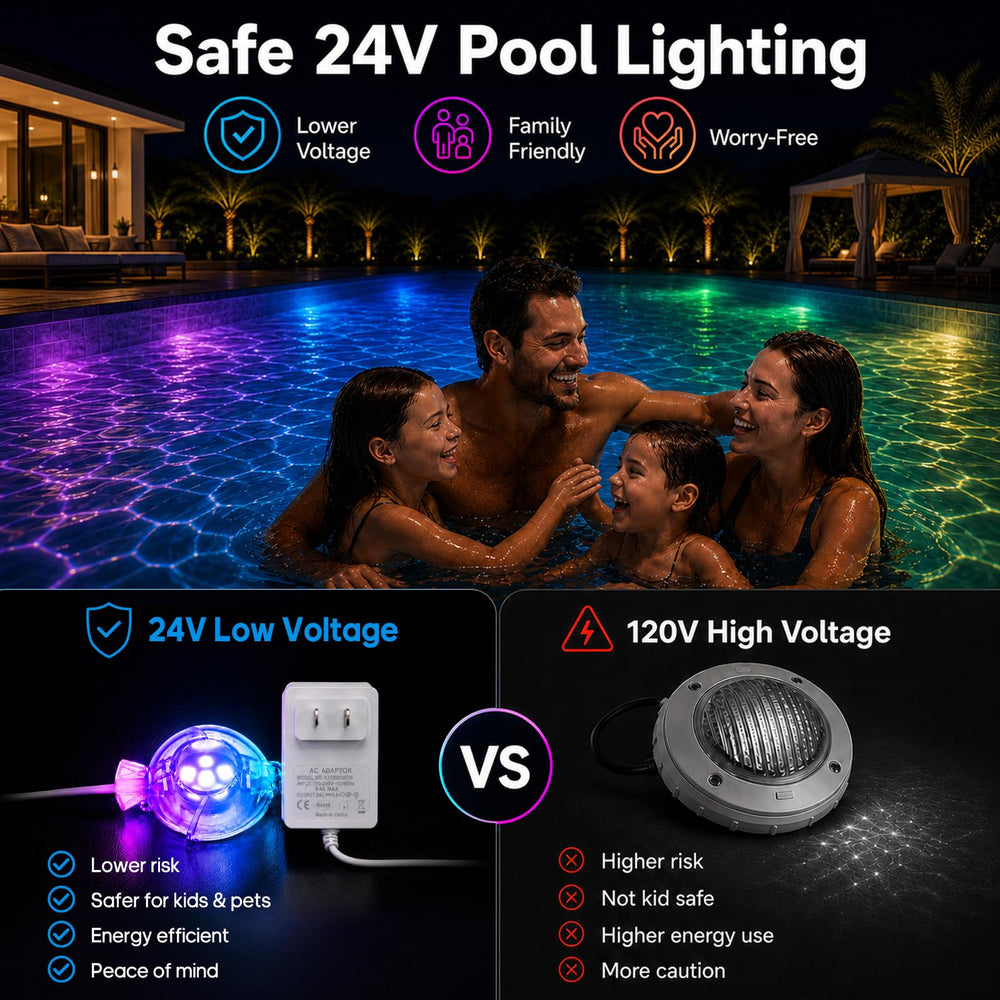 Soiarllt power adapter unit displaying 24V low-voltage safety benefit