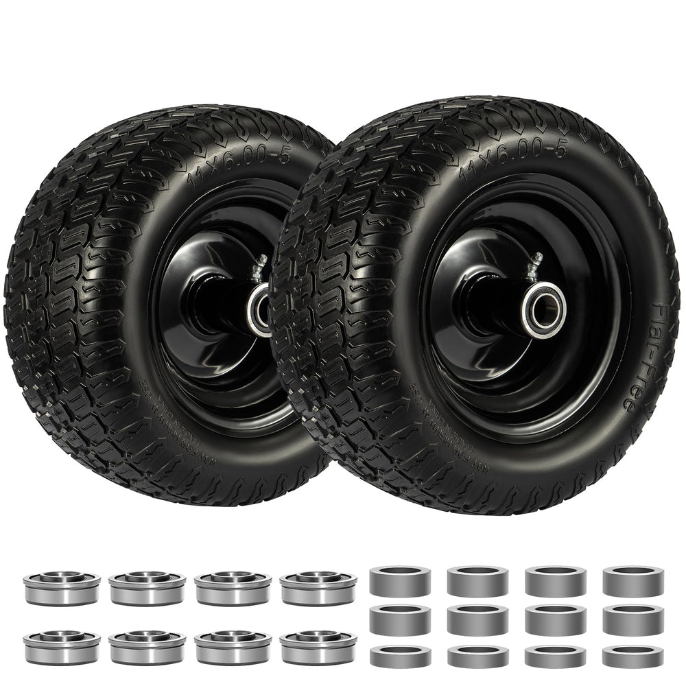 Soiiw front view of packaged 11x6.00-5 tires showing ready-to-install set and savings