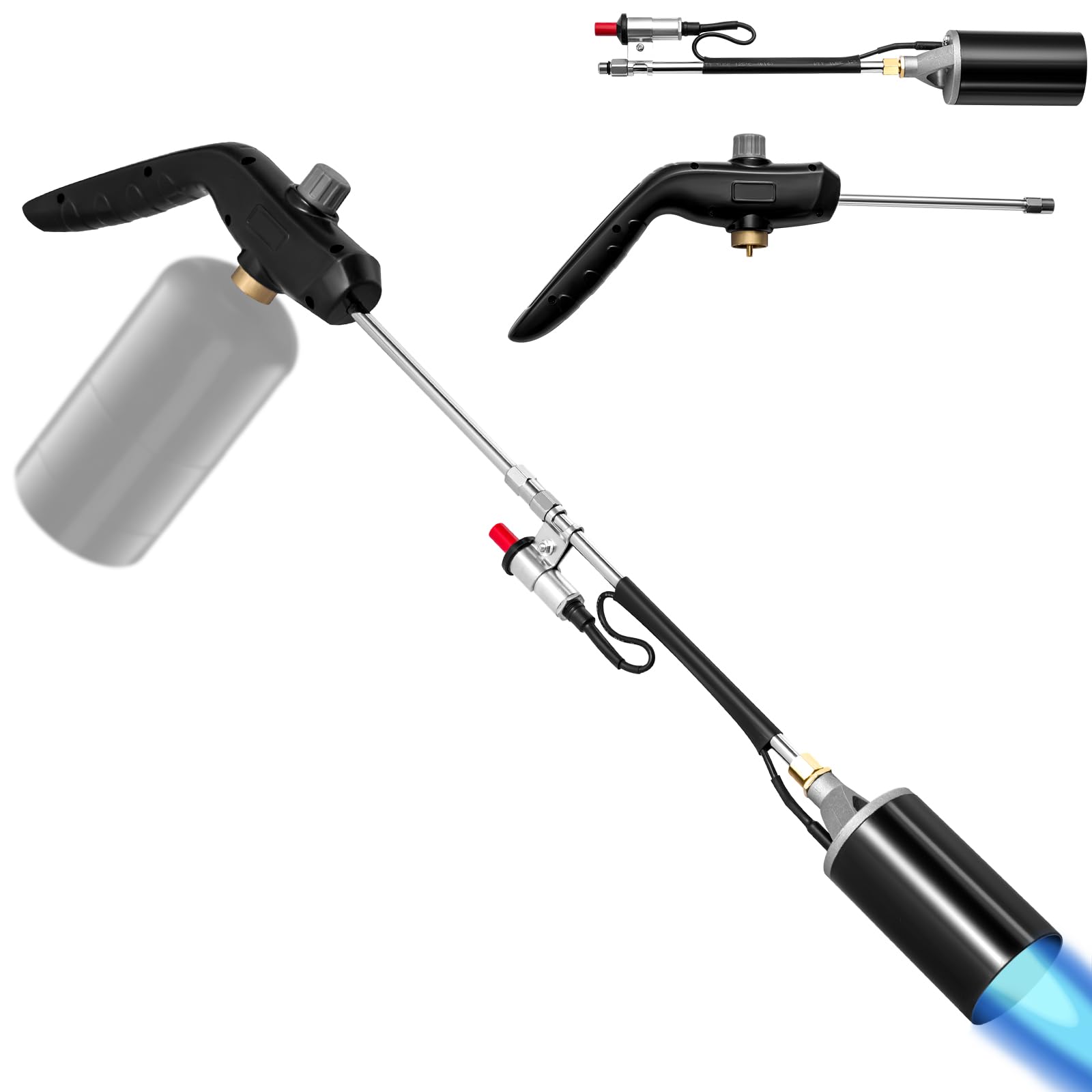 Soiiw front view showing torch assembled and ready, highlights portability and power