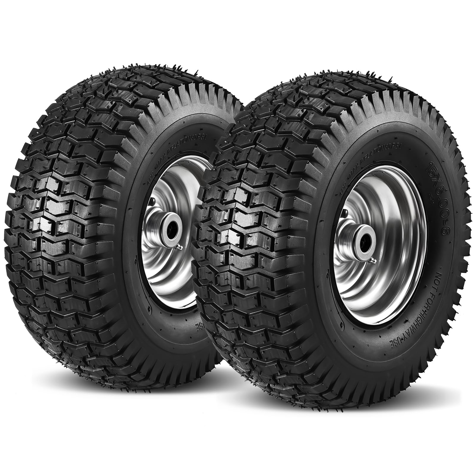 Soiiw front wheel assembly showing tire and rim, durable fit for mowers