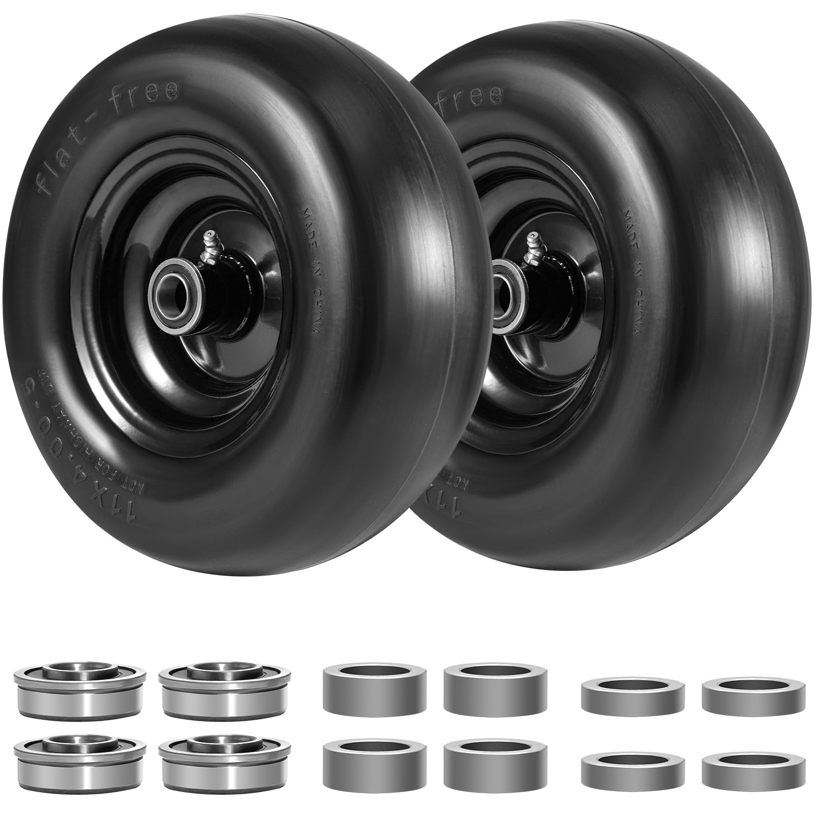 SOIIW front wheel assembly showing solid tire and alloy rim for durability