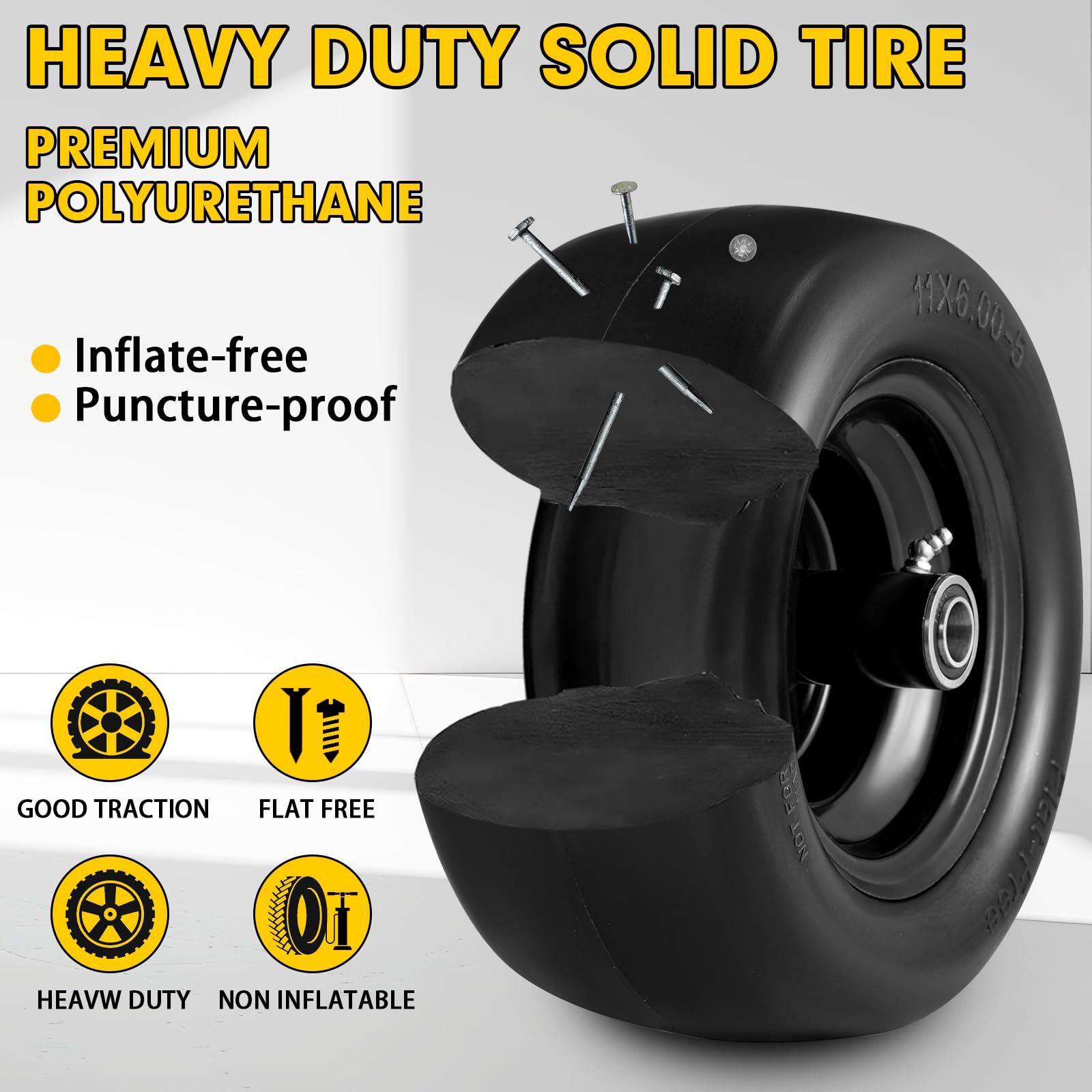 Soiiw wheel installed on a zero‑turn mower reducing downtime from flats