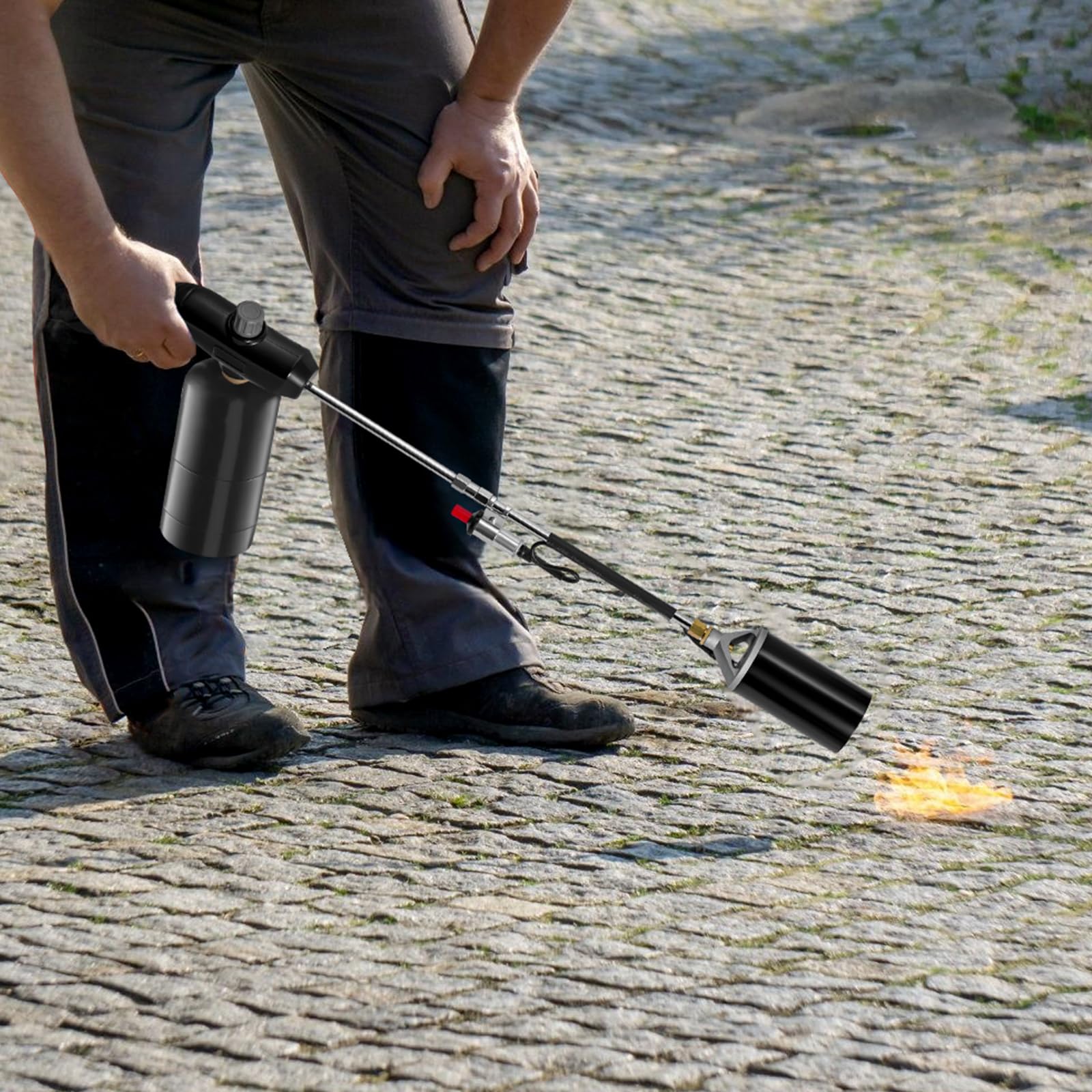 Soiiw torch in garden lifestyle scene, useful for landscaping and outdoor projects