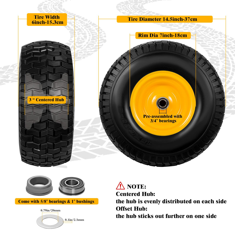 Soiiw side tire profile showing solid PU foam and consistent tread