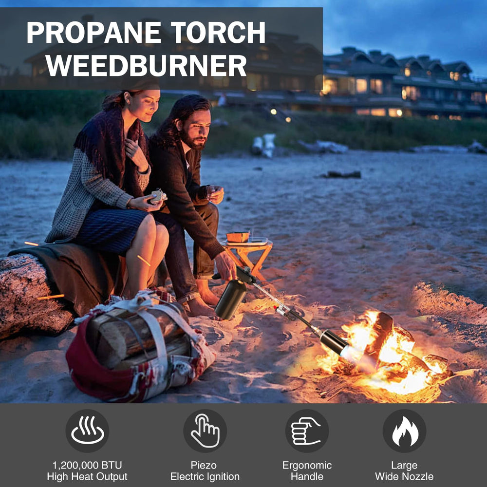 Soiiw torch in use burning weeds between pavers, speeds chemical-free removal
