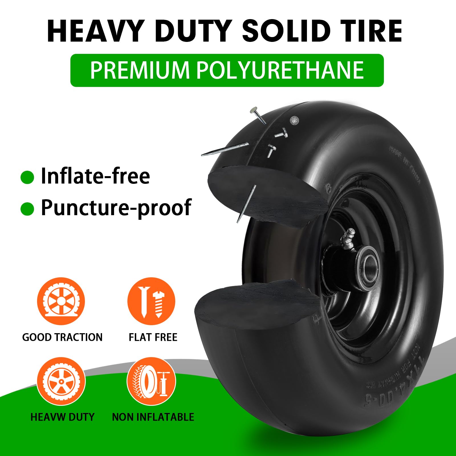SOIIW tread surface detail showing smooth finish for turf-friendly rolling