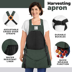 Soil & Sun harvesting pouch open with vegetables ready to empty quickly