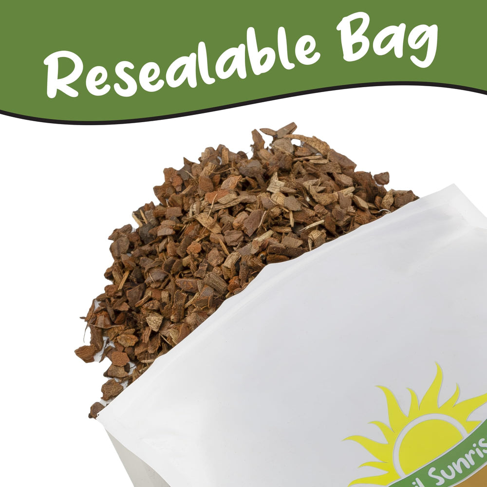 Soil Sunrise etiqueta con ingredientes, confirma 100% corteza natural