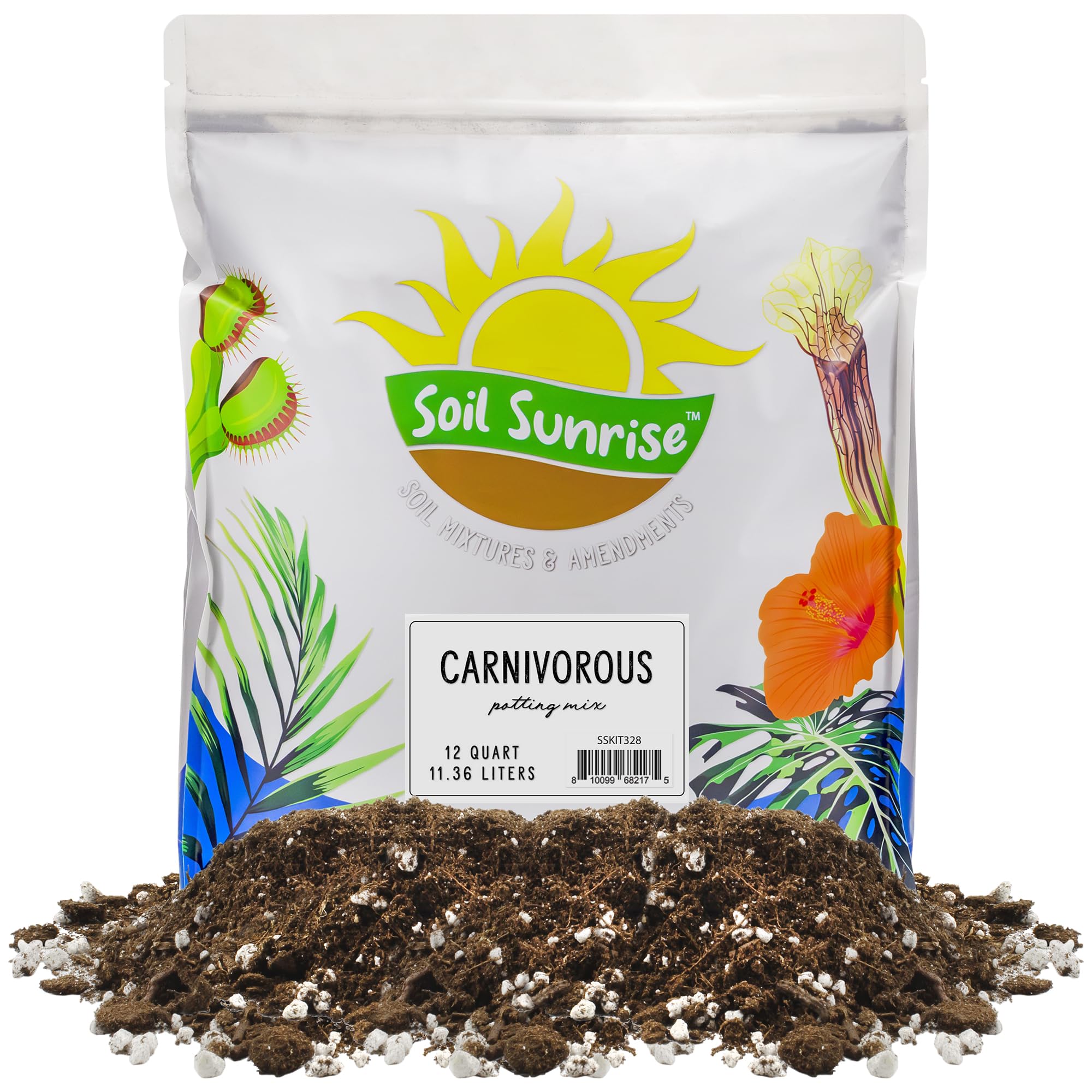 Soil Sunrise front packaging showing 12-quart mix and garden-ready benefit