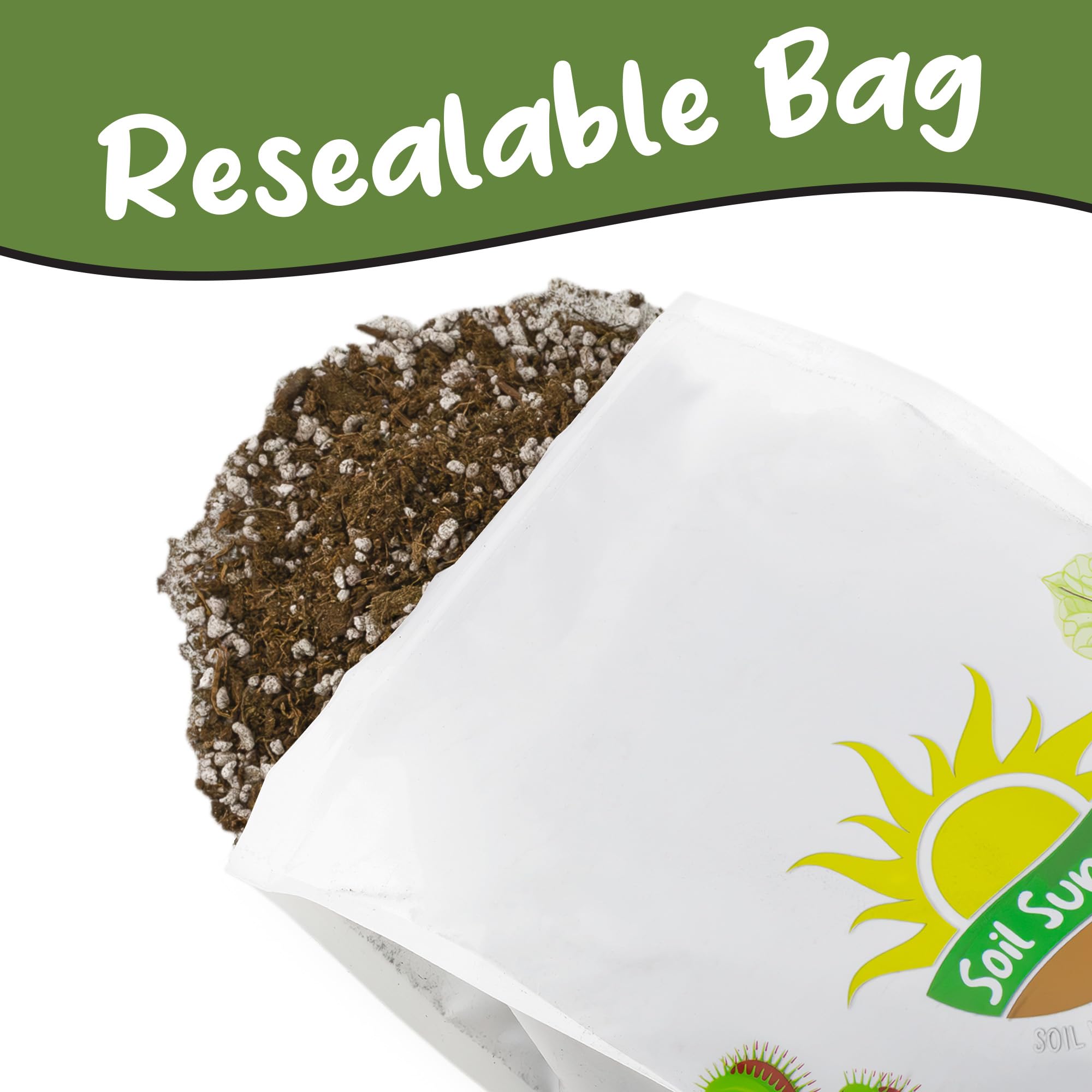 Soil Sunrise label close-up listing peat and perlite ingredients clarity