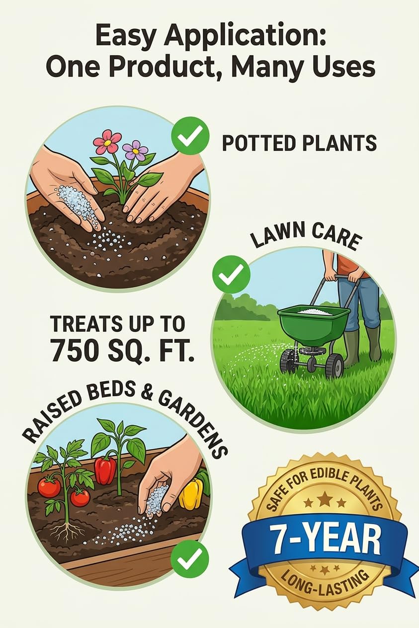 Soil Vigor in garden scene showing healthier plants and water savings