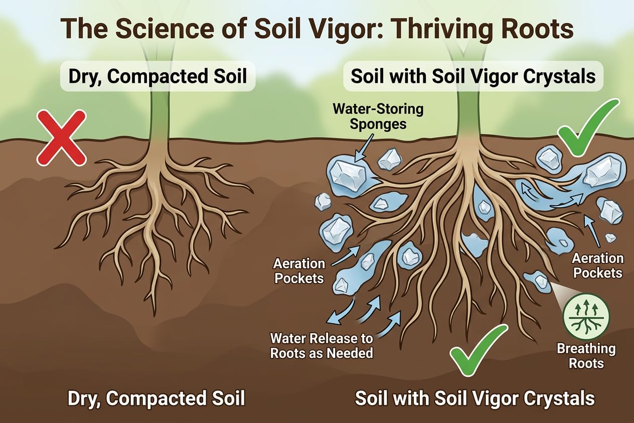 Soil Vigor measuring scoop with crystals showing easy application control