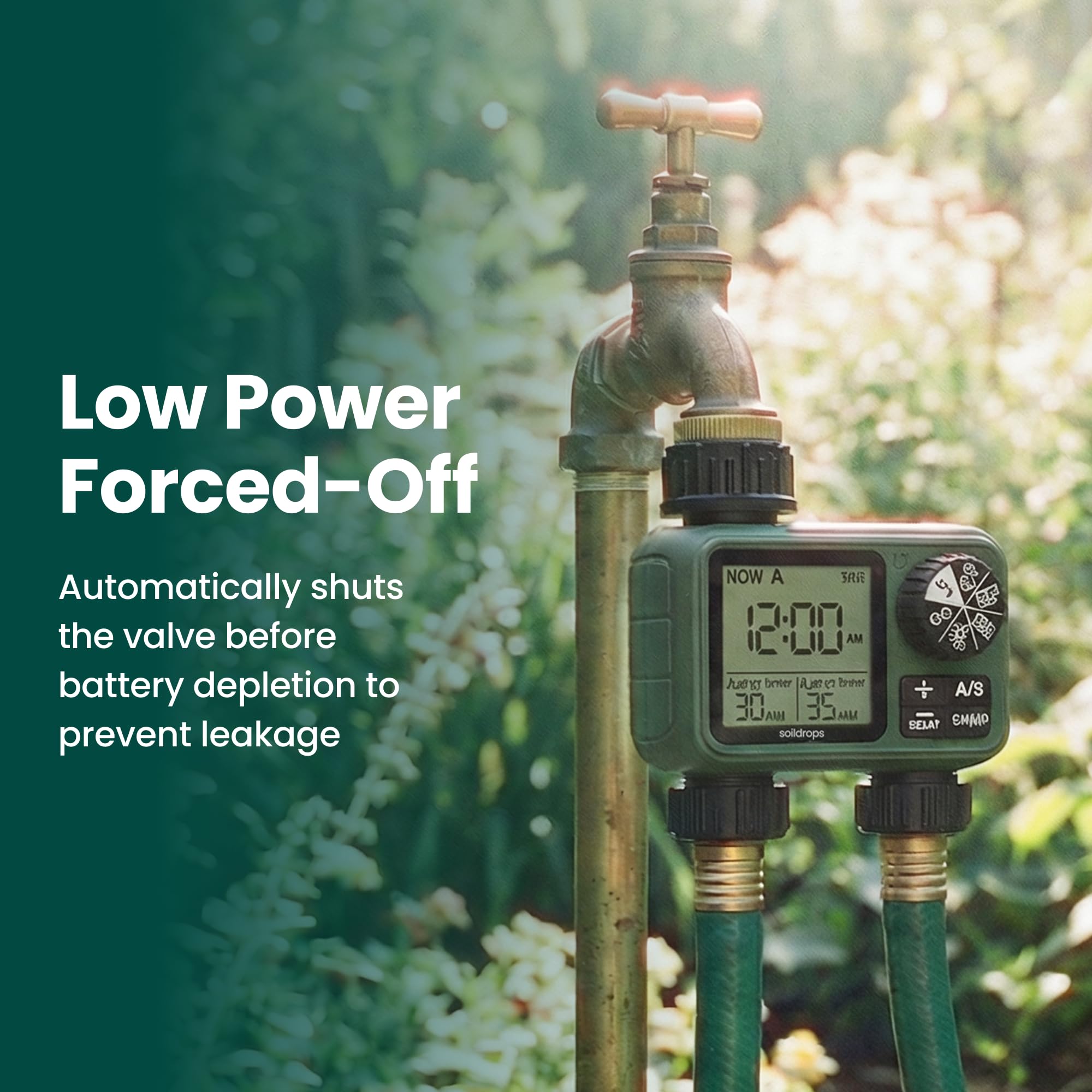 Soildrops beside AAA batteries illustrating compact size and simple power replacement