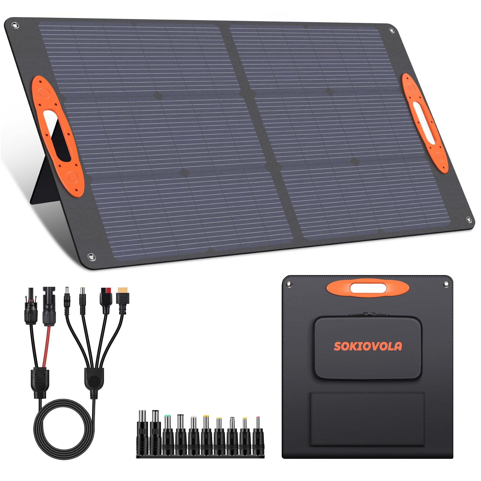 SOKIOVOLA front folded panel showing compact carry handle and portability benefits