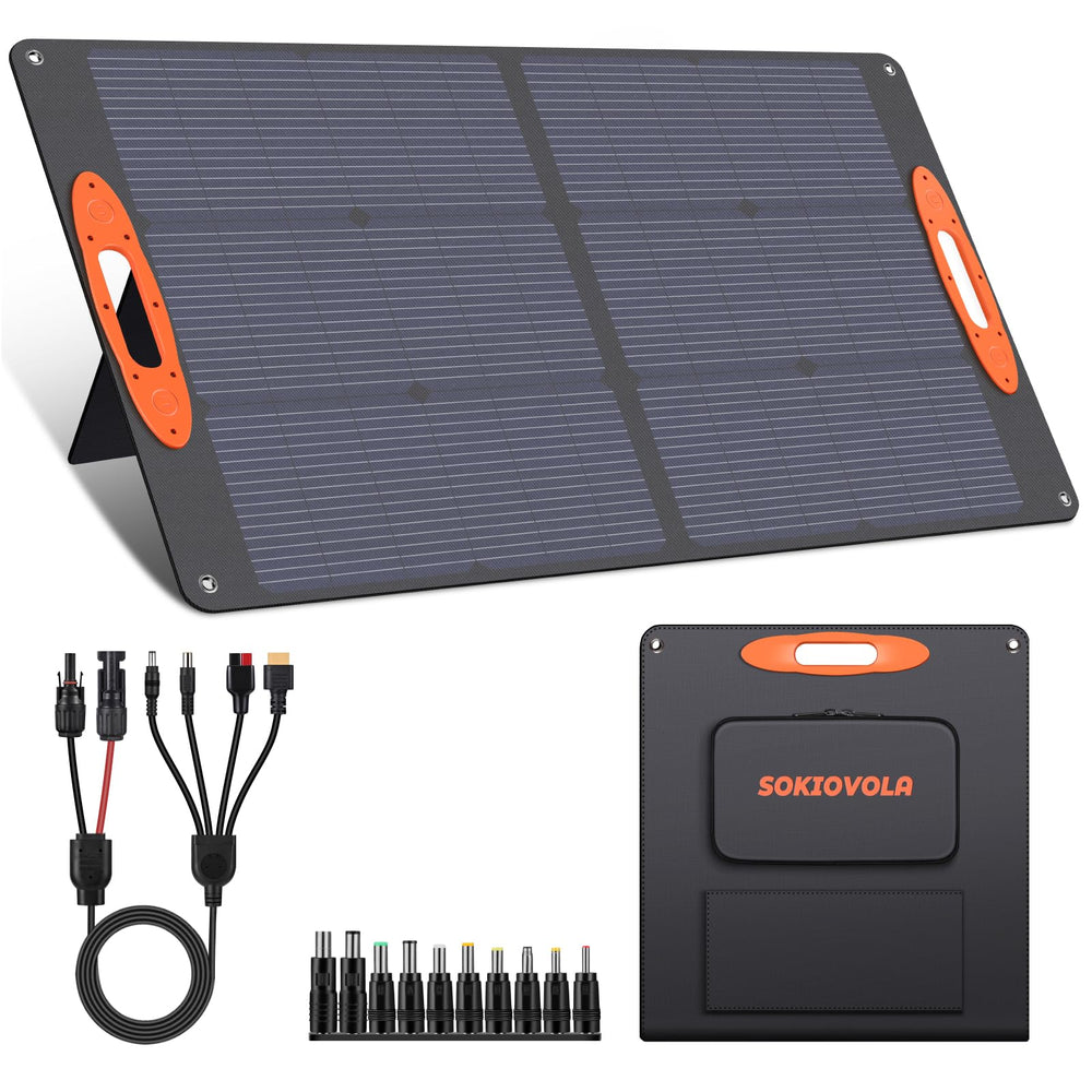 SOKIOVOLA front folded panel showing compact carry handle and portability benefits