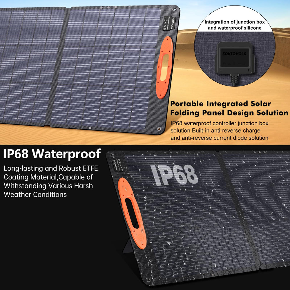 SOKIOVOLA panel powering gear at a campsite delivering reliable off-grid energy
