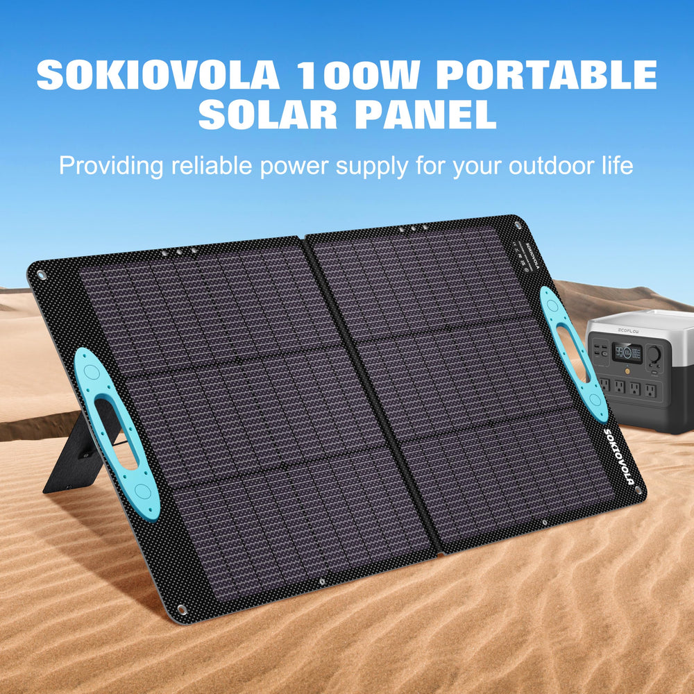 SOKIOVOLA next to a portable power station showing compatible sizing and scale
