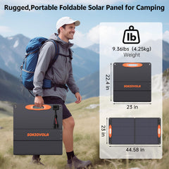 SOKIOVOLA unfolded panel with brackets angled to maximize sun exposure